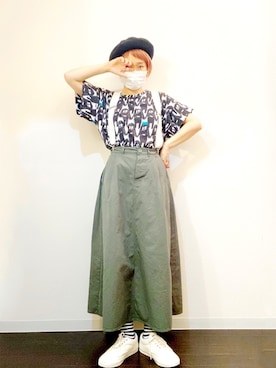 「アイテム（サスペンダー、ホワイト系）」を使った、ひいこさん（レディース・154cm）の夏コーディネート