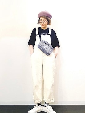 「FRAPBOIS」｜「アイテム（オールインワン・サロペット）」を使った、ひいこさん（レディース・155cm）の春コーディネート