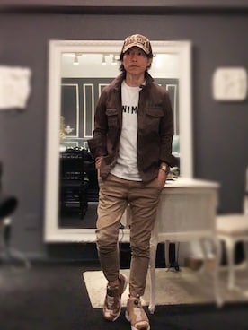 「DENIM BY VANQUISH & FRAGMENT（デニムバイヴァンキッシュフラグメント）のアイテム（トップス）」を使った、28starshipさん（メンズ・168cm）の春コーディネート