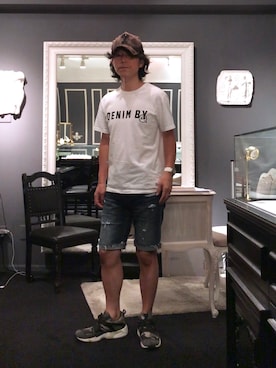 「DENIM BY VANQUISH & FRAGMENT（デニムバイヴァンキッシュフラグメント）のアイテム（トップス）」を使った、28starshipさん（メンズ・168cm）の夏コーディネート