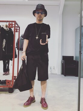 「LANVIN（ランバン）のアイテム（ドレスシューズ、レッド系）」を使った、福さん（メンズ・172cm）の夏コーディネート
