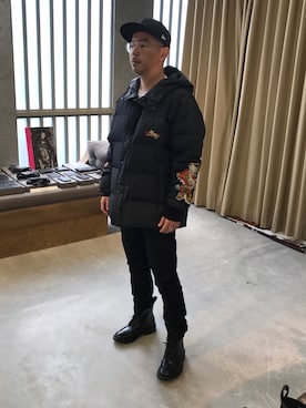 「doublet（ダブレット）のアイテム（ダウンジャケット/コート）」を使った、福さん（メンズ・172cm）の秋コーディネート
