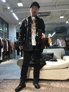 「AMBUSH（アンブッシュ）のアイテム（デニムジャケット）」を使った、福さん（メンズ・172cm）の秋コーディネート
