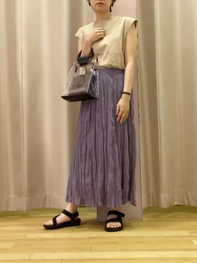 「ワッシャースカート」｜ちあきさん（レディース・155cm）の春コーディネート