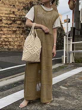 「Samansa Mos2（サマンサ モスモス）のアイテム（バッグ）」を使った、ちあきさん（レディース・154cm）の夏コーディネート