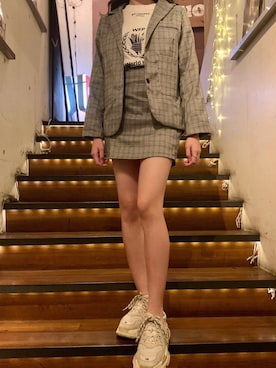 「BALENCIAGA（バレンシアガ）のBalenciaga - Logo Print Cotton Jersey T Shirt - Womens - White Black（Tシャツ/カットソー、ホワイト系）」を使った、しおさん（レディース・170cm）の秋コーディネート