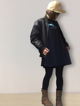 「MILKFED.（ミルクフェド）のアイテム（その他アウター）」を使った、(小)さん（レディース・155cm）の冬コーディネート