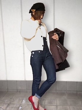 「MILKFED.」｜「アイテム（ムートンコート）」を使った、(小)さん（レディース・155cm）の冬コーディネート