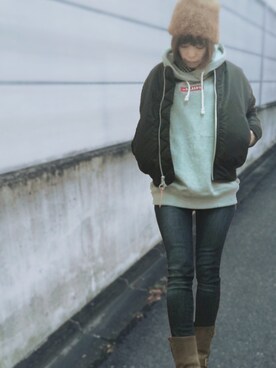 「MILKFED.（ミルクフェド）のアイテム（その他アウター）」を使った、(小)さん（レディース・155cm）の冬コーディネート