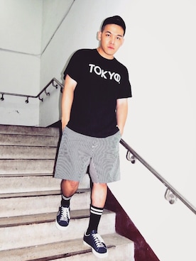 「PHENOMENON（フェノメノン）のアイテム（シューズ）」を使った、RYAN Zさん（メンズ・176cm）の夏コーディネート