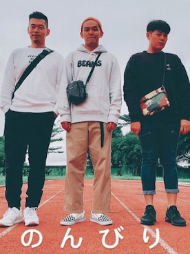 「FLAGSTUFF（フラグスタフ）のアイテム（帽子）」を使った、RYAN Zさん（メンズ・176cm）の冬コーディネート