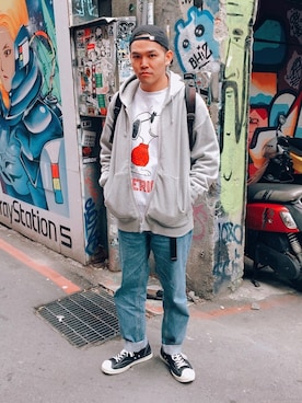 「FLAGSTUFF（フラグスタフ）のアイテム（帽子）」を使った、RYAN Zさん（メンズ・176cm）の冬コーディネート