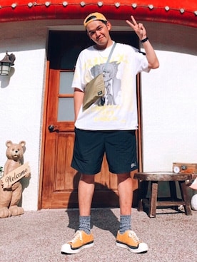 「C.E（シーイー）のアイテム（キャップ）」を使った、RYAN Zさん（メンズ・175cm）の夏コーディネート