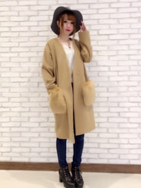 「one way（ワンウェイ）のアイテム（ノーカラージャケット）」を使った、onewayさん（レディース・160cm）の秋コーディネート