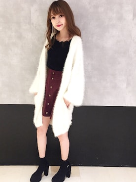 「ロングカーディガン」｜onewayさん（レディース・160cm）の秋コーディネート