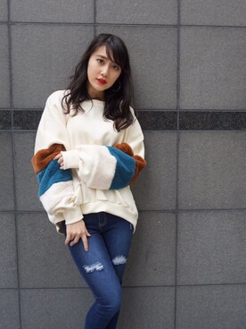 「one way（ワンウェイ）のアイテム（スウェット）」を使った、onewayさん（レディース・160cm）の秋コーディネート