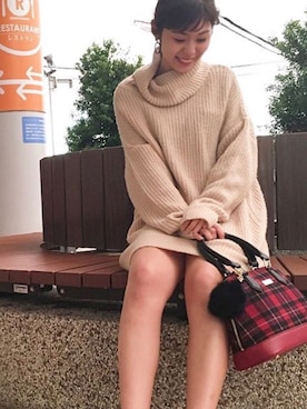 「アイテム（ボストンバッグ、レッド系）」を使った、onewayさん（レディース・160cm）の秋コーディネート