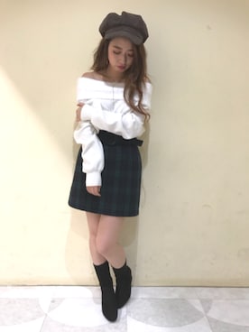 「アイテム（キャスケット）」を使った、onewayさん（レディース・158cm）の秋コーディネート