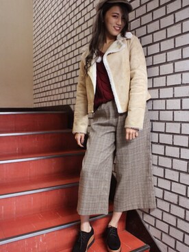 「one way（ワンウェイ）のアイテム（ライダースジャケット）」を使った、onewayさん（レディース・167cm）の秋コーディネート
