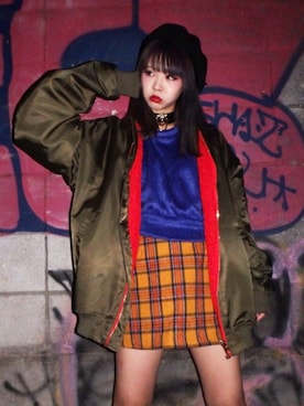 「アイテム（MA-1）」を使った、onewayさん（レディース・158cm）の秋コーディネート