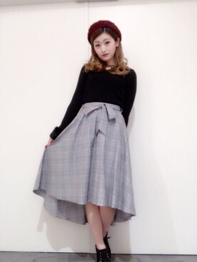 「アイテム（ハンチング/ベレー帽、レッド系）」を使った、onewayさん（レディース・160cm）の冬コーディネート