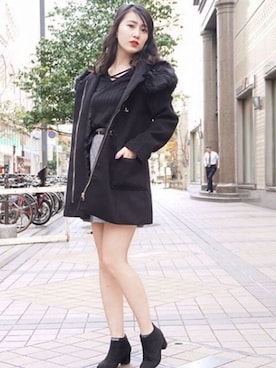 「one way（ワンウェイ）のアイテム（ダッフルコート）」を使った、onewayさん（レディース・160cm）の冬コーディネート