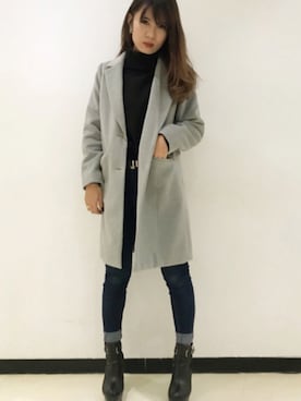 「one way（ワンウェイ）のアイテム（チェスターコート）」を使った、onewayさん（レディース・160cm）の冬コーディネート