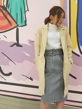 「one way（ワンウェイ）のアイテム（チェスターコート）」を使った、onewayさん（レディース・160cm）の冬コーディネート