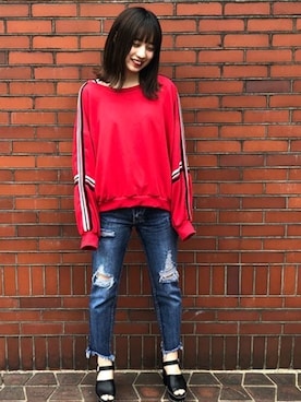 「one way（ワンウェイ）のアイテム（スウェット）」を使った、onewayさん（レディース・160cm）の春コーディネート