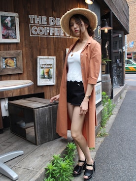 「one way（ワンウェイ）のアイテム（シャツワンピース）」を使った、onewayさん（レディース・167cm）の夏コーディネート