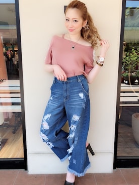 「one way（ワンウェイ）のアイテム（パンツ）」を使った、onewayさん（レディース・160cm）の夏コーディネート