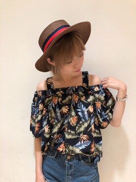 「one way（ワンウェイ）のアイテム（帽子）」を使った、onewayさん（レディース・160cm）の夏コーディネート