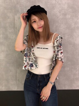 「アイテム（キャスケット）」を使った、onewayさん（レディース・160cm）の夏コーディネート