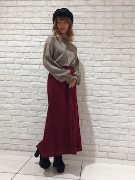 「アイテム（キャスケット）」を使った、onewayさん（レディース・158cm）の冬コーディネート