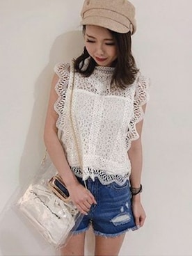 「one way（ワンウェイ）のアイテム（パンツ）」を使った、onewayさん（レディース・155cm）の夏コーディネート