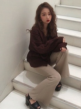 「アイテム（トップス、ブラウン系）」を使った、onewayさん（レディース・158cm）の秋コーディネート