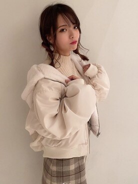 「one way（ワンウェイ）のアイテム（MA-1）」を使った、onewayさん（レディース・160cm）の冬コーディネート