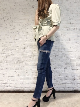 「one way（ワンウェイ）のアイテム（パンツ）」を使った、onewayさん（レディース・160cm）の春コーディネート