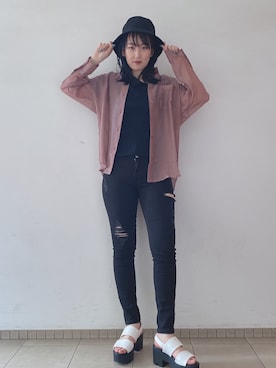 「one way（ワンウェイ）のアイテム（帽子）」を使った、onewayさん（レディース・167cm）の春コーディネート