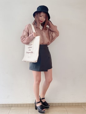 「one way（ワンウェイ）のアイテム（帽子）」を使った、onewayさん（レディース・156cm）の春コーディネート