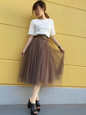 one way(ワンウェイ)の「デニムチュールスカート(スカート)」 - WEAR one way(ワンウェイ)の「デニムチュールスカート(スカート)」 - WEAR