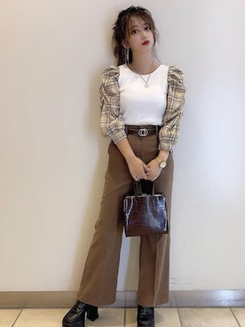 「one way（ワンウェイ）のアイテム（パンツ）」を使った、onewayさん（レディース・160cm）の秋コーディネート