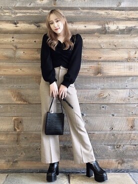 「one way（ワンウェイ）のアイテム（スラックス）」を使った、onewayさん（レディース・160cm）の秋コーディネート