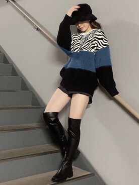 「one way（ワンウェイ）のアイテム（帽子）」を使った、onewayさん（レディース・160cm）の秋コーディネート