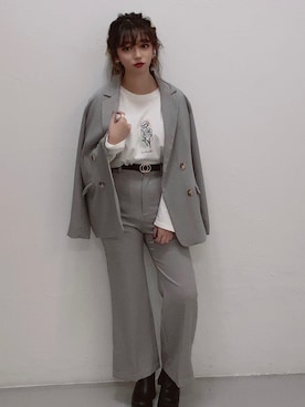 「one way（ワンウェイ）のアイテム（スラックス）」を使った、onewayさん（レディース・160cm）の冬コーディネート
