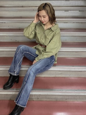 「one way（ワンウェイ）のアイテム（パンツ）」を使った、onewayさん（レディース・160cm）の春コーディネート