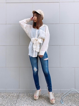 「one way（ワンウェイ）のアイテム」を使った、onewayさん（レディース・156cm）の春コーディネート