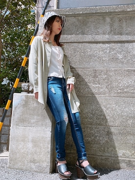 「one way（ワンウェイ）のアイテム（帽子）」を使った、onewayさん（レディース・156cm）の春コーディネート