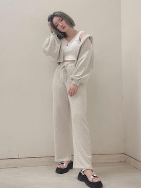 「one way（ワンウェイ）のアイテム（スウェットパンツ）」を使った、onewayさん（レディース・168cm）の春コーディネート