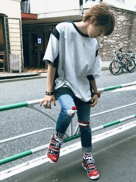 「FACETASM（ファセッタズム）のアイテム（パンツ）」を使った、AZMAXXXさん（メンズ・172cm）の夏コーディネート